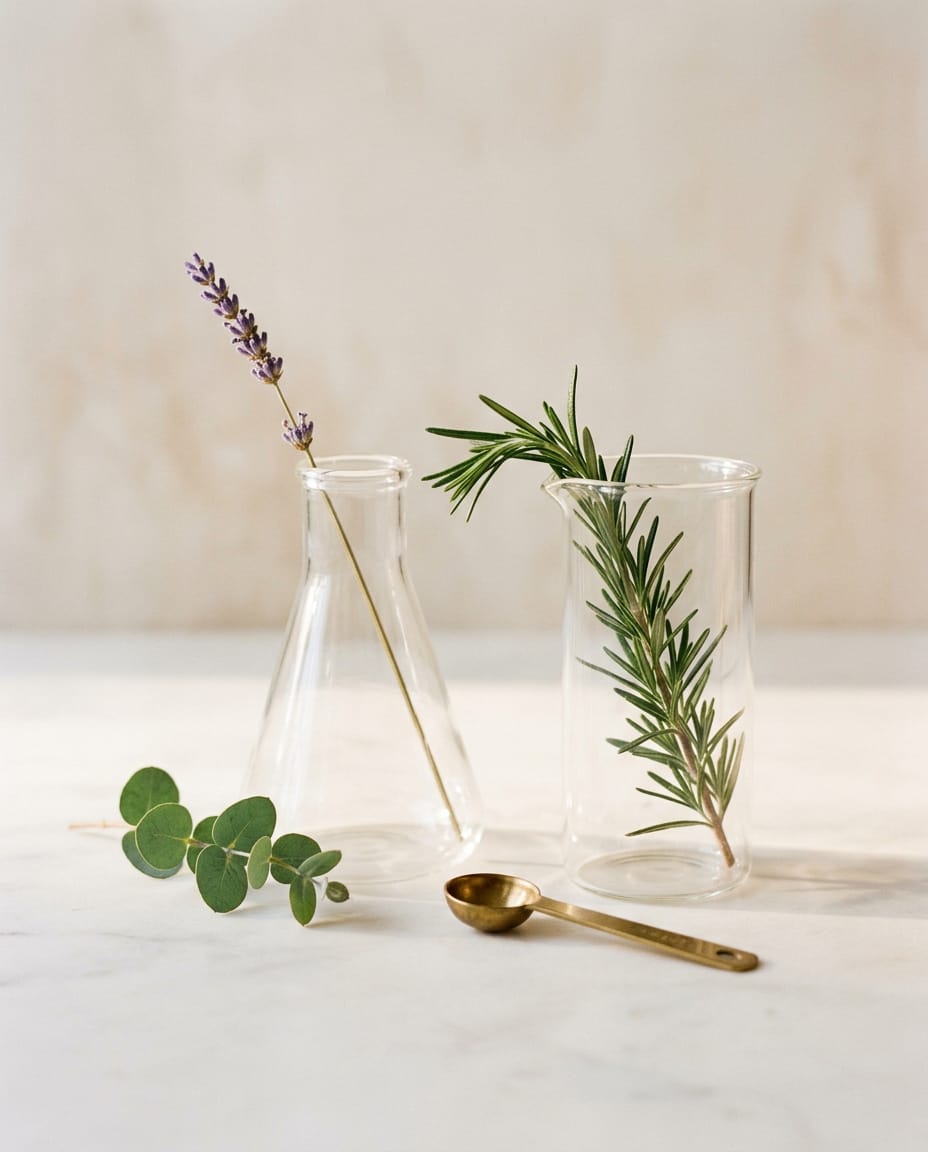 Lab glass with botanicals